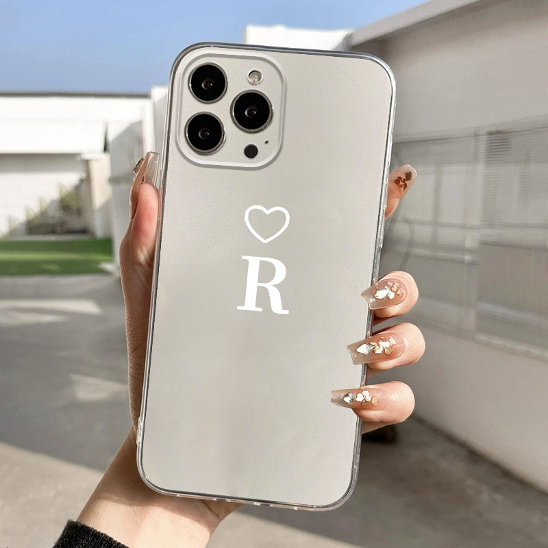 Heart & Letter X Graphic Silicone Phone Case For Iphone 11 14 13