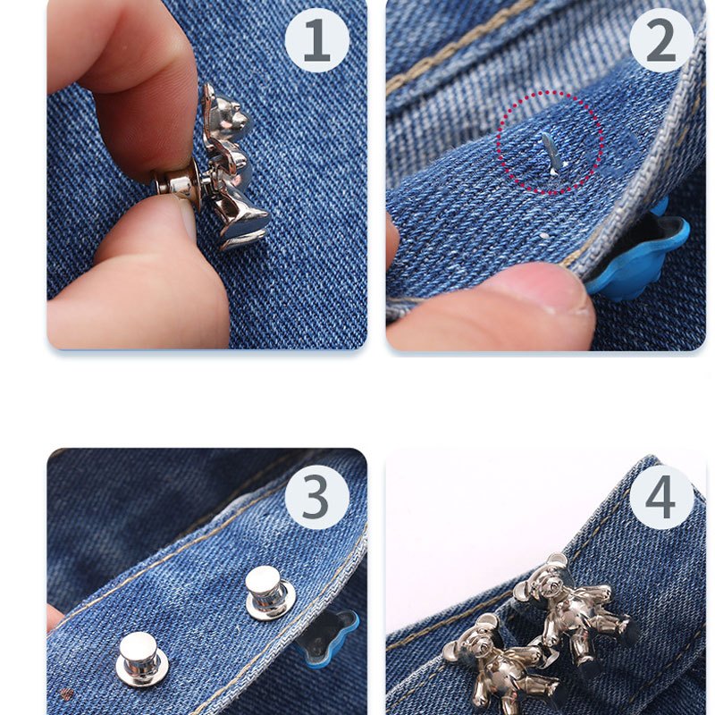 Detachable Metal Bear Waist Button for Men Pant DIY Clothing