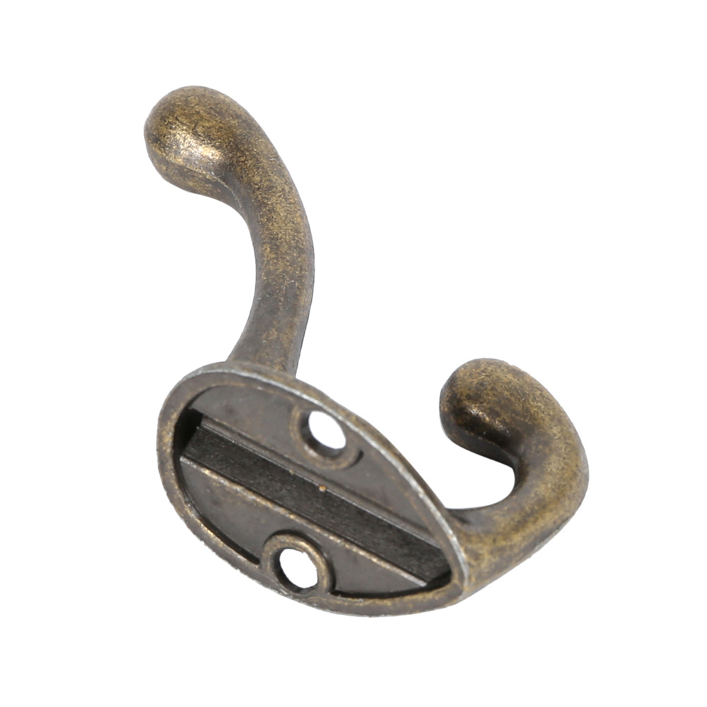 Retro European Style Wall-Mounted Hook Antique Brass Double hooks for Coat  Towel Robe Clothes Bathroom Bar 