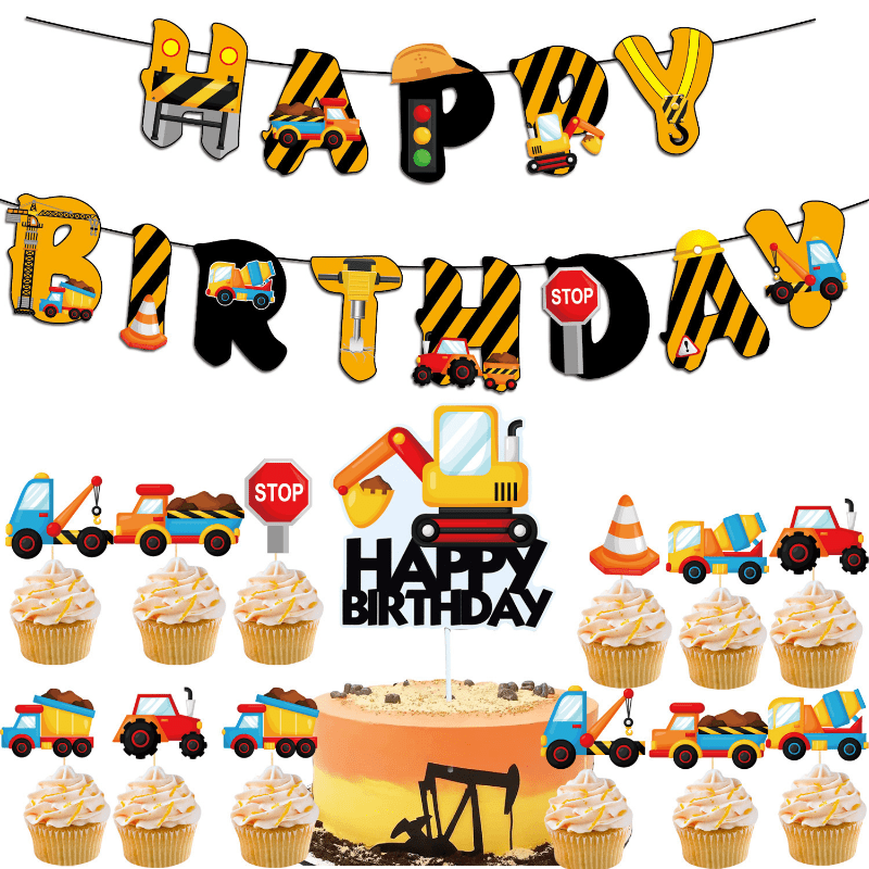 Construction Vehicle Cake Topper Set Construction Crane Toy - Temu