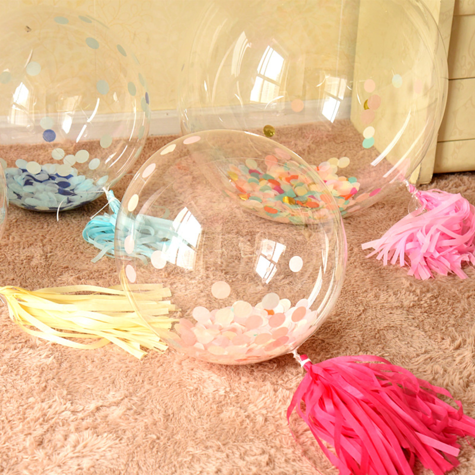 

50pcs/set, Inflatable Balloon 12cm/4.7inch, Transparent Globes Happy Birthday Bubble Balloons, Wedding Birthday Party Decoration