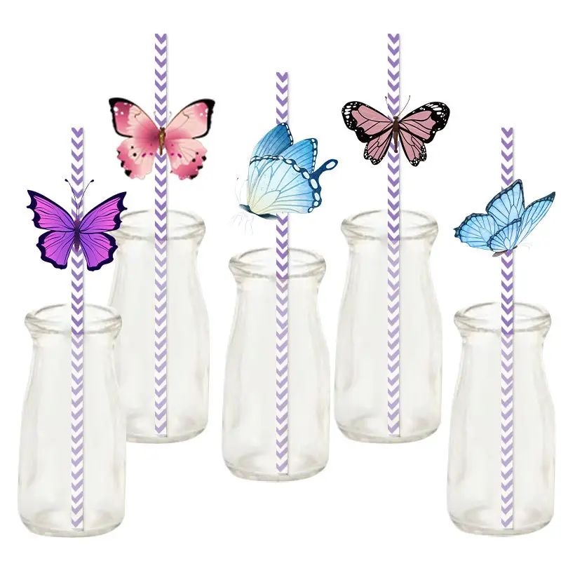24pcs, Creative Butterfly Plastic Straws - Reusable And Replacement Straws  For Party Decoration, Birthday Gifts, And Art Craft Ornaments