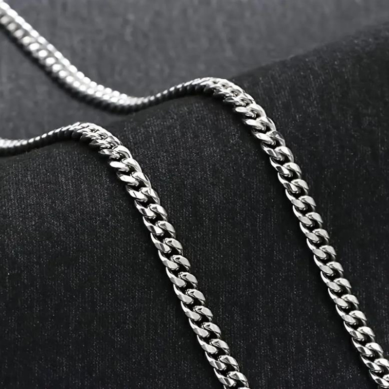 Stainless Steel Black Cuban Link Chain Necklace For Men And - Temu United  Arab Emirates