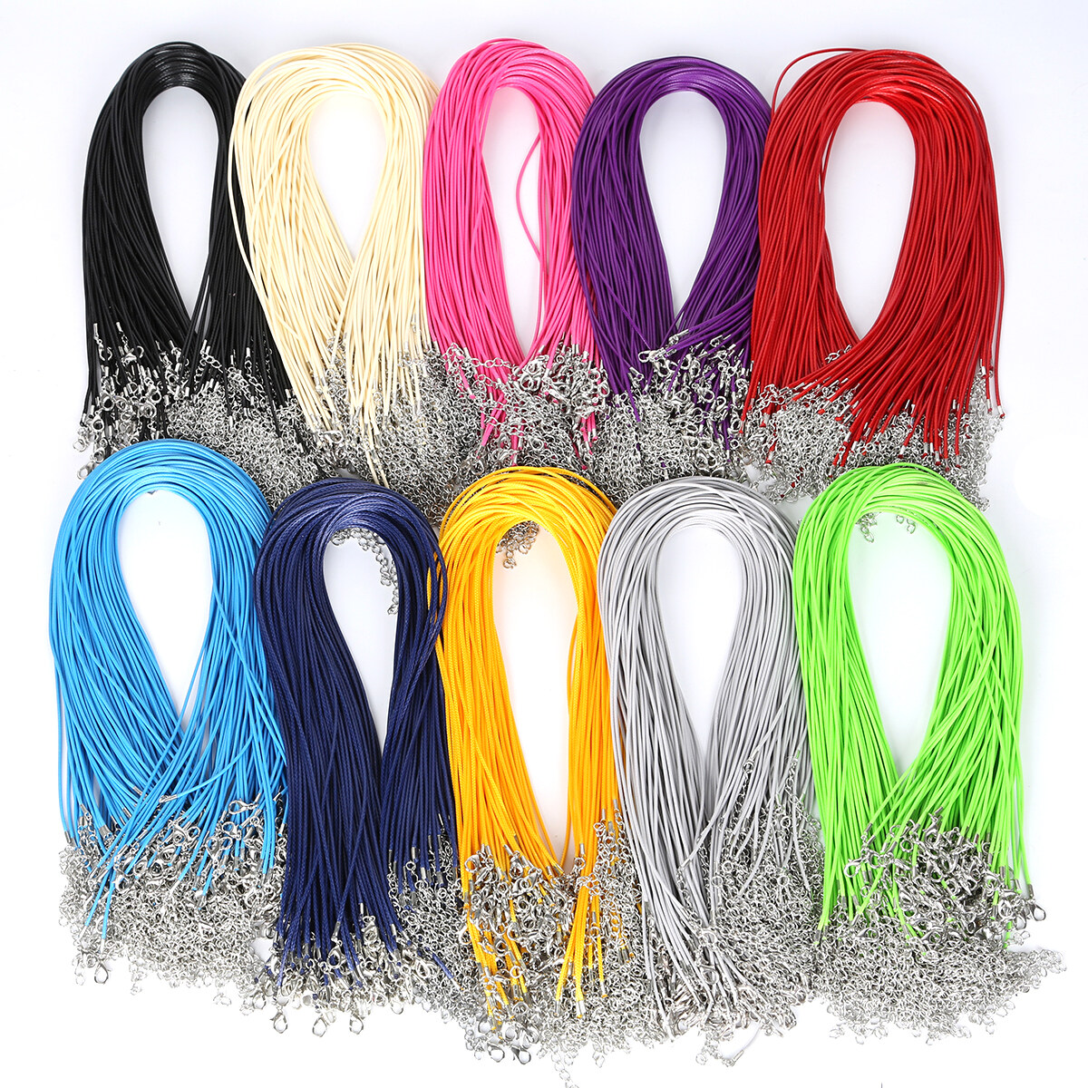 50pcs Bracelet Making Cord, Lystaii Multi Color Leather Plaited Bracelet  Cords Ropes Charms with Lobster Claw Clasp for Bracelets Jewelry Making DIY