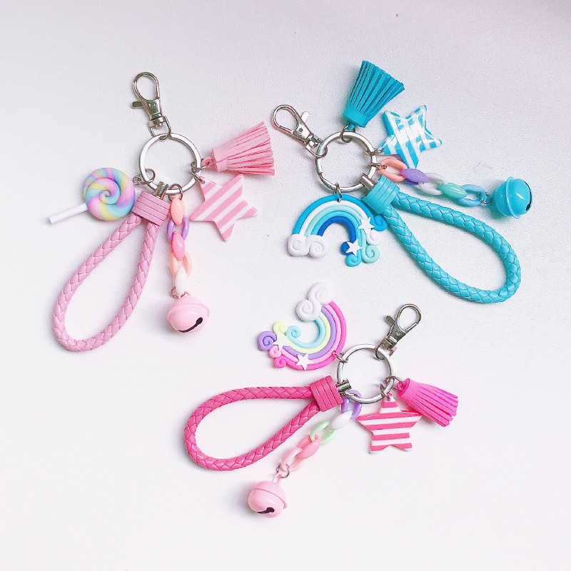 AIRIT LOVELY Cute Kawaii Keychain Backpack Charms Cartoon Keychains  Wristlet Bracelet Key Ring Purse Handbag Car Key Charms