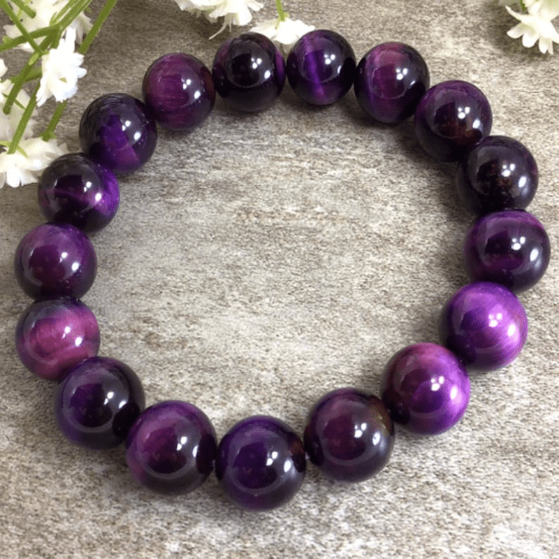 12mm Large Beads Amethyst Bracelet High Clarity Natural Healing