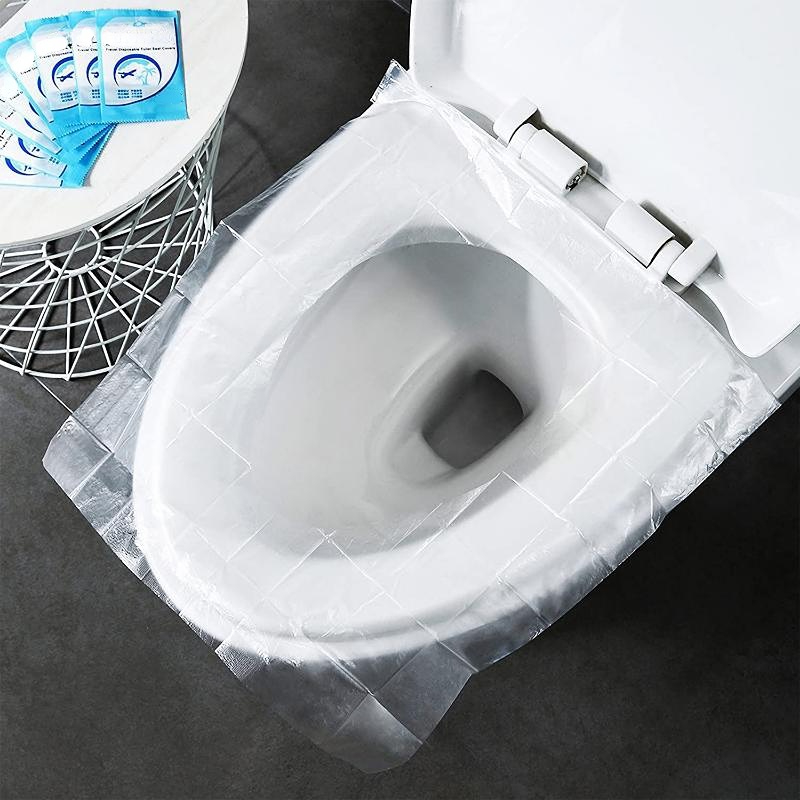 10 Stücke tragbarer Einweg-PE-Toilettensitzbezug, einfaches klares