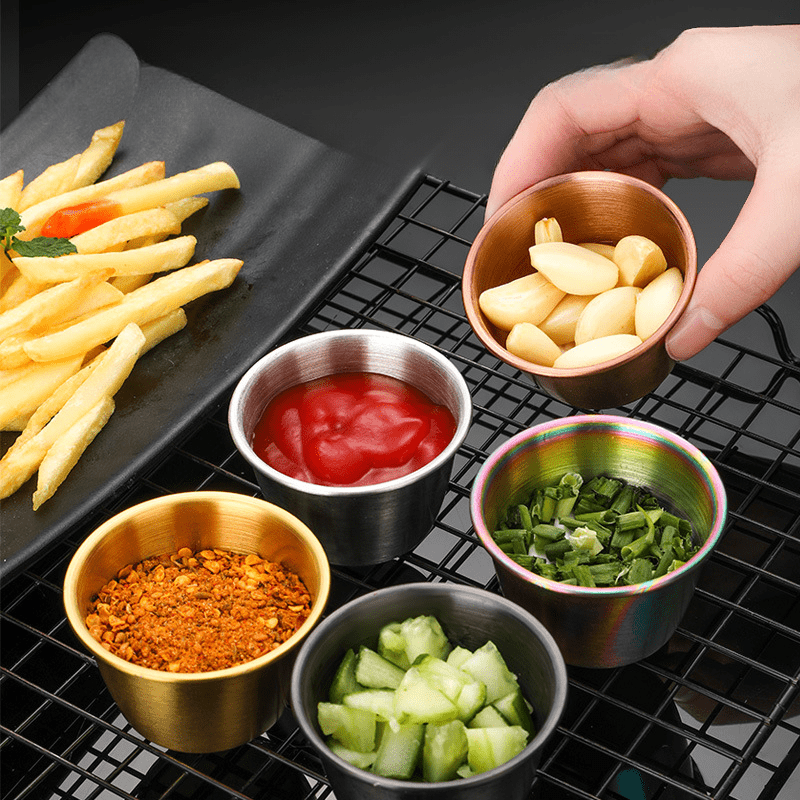 Stainless Steel Saucer Condiment Cup Salad Dressing - Temu