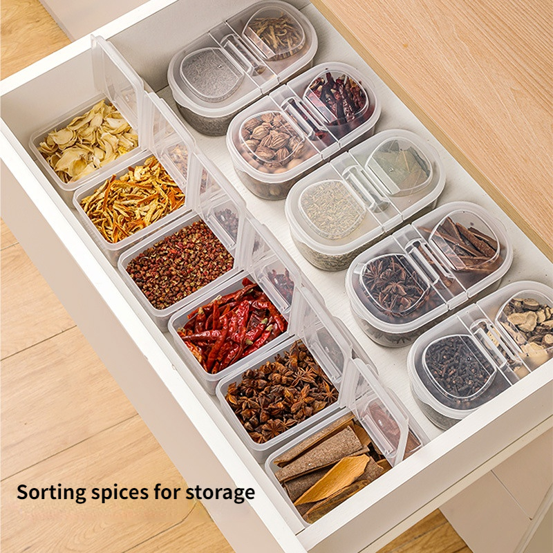 Spice Storage Box With 4/8 Compartments Portable Spice And - Temu