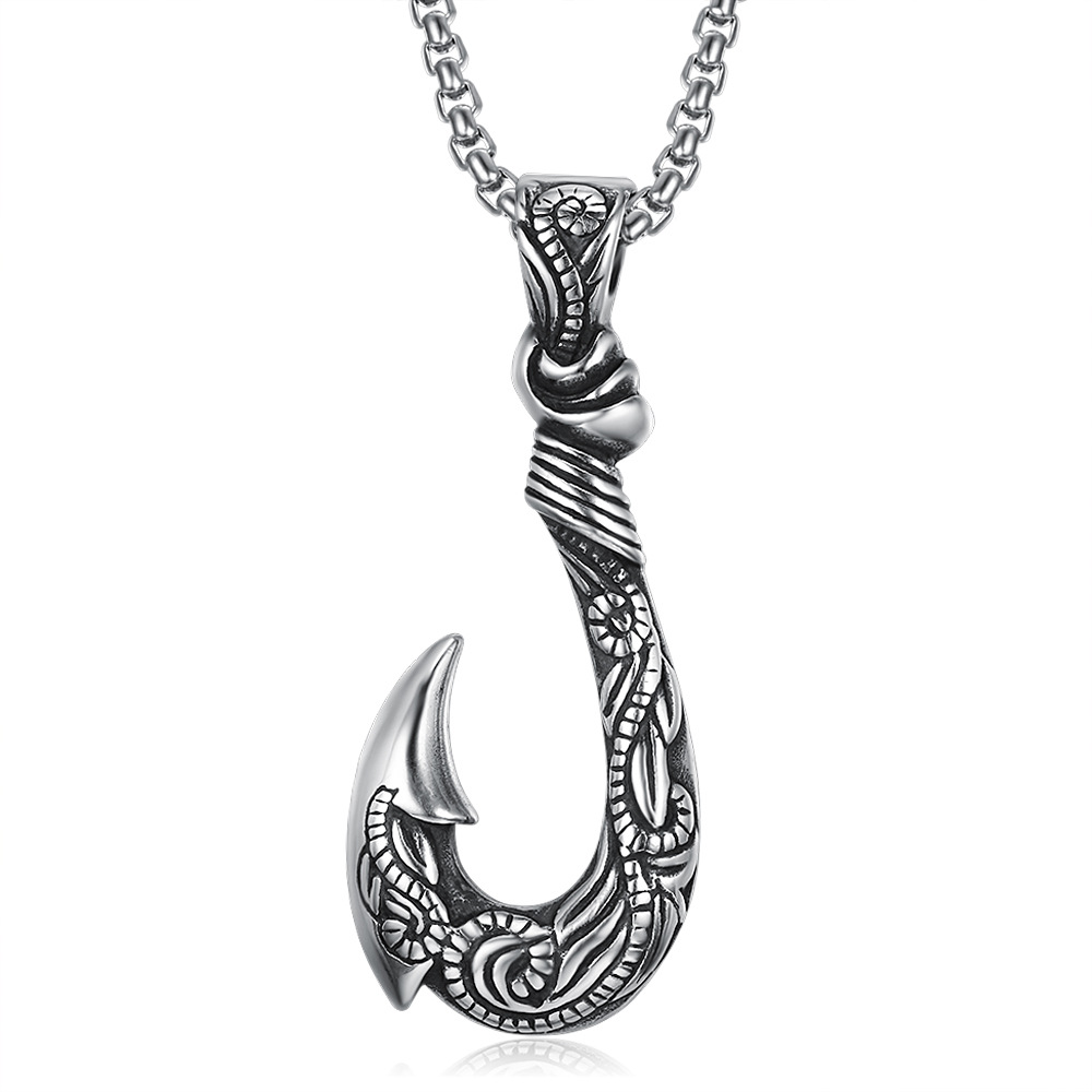 Retro Viking Fish Hook Pendant Necklace Men's Fashion Punk - Temu