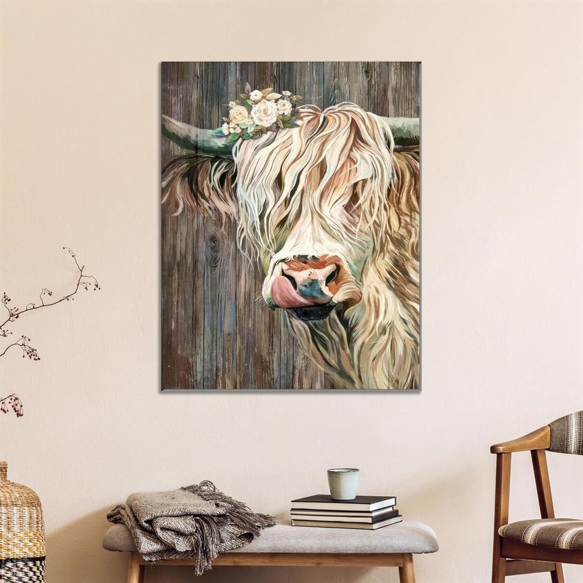 Painted Brown Cow Print Wallpaper