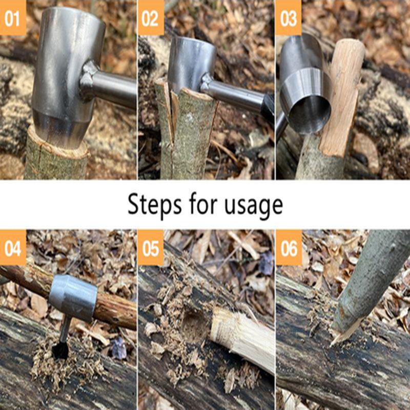 Perceuse à main 19 x 230 mm pour le travail du bois, clé manuelle, perceuse  au sol, outils de survie en spirale pour le camping, la randonnée