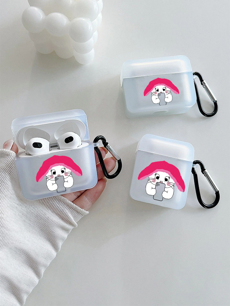 1pc cute cartoon airpods case, Pink heart with cute cat pattern case,  luxury shock proof case compatible with airpods 2nd gen/3rd/pro/pro 2nd.  black cute earbuds case for Airpods.