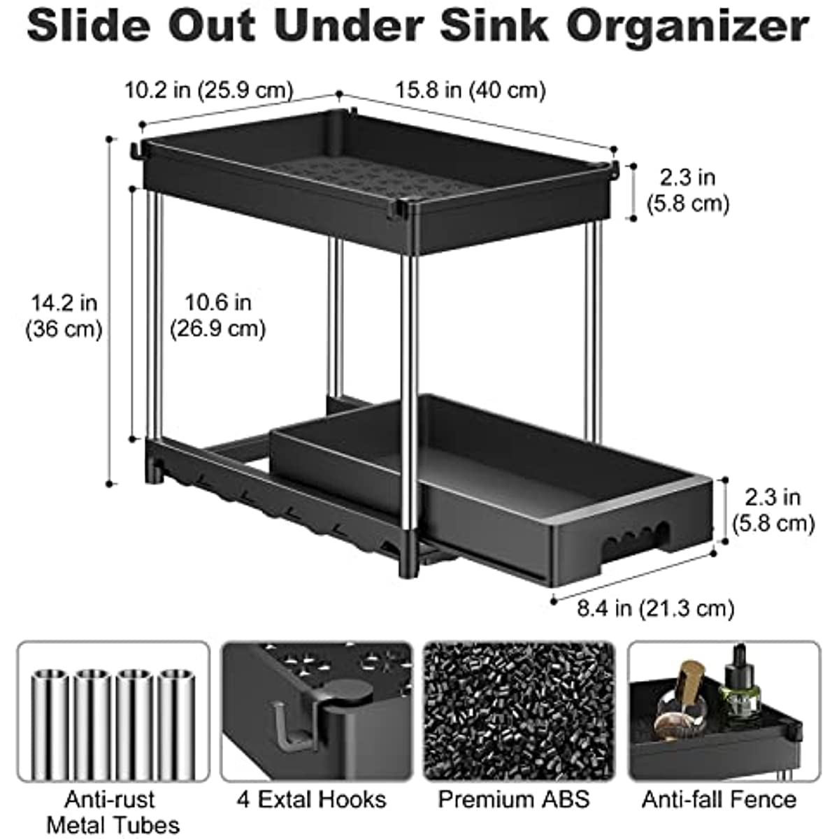 Under Sink Organizer 2 tier Sliding Cabinet Basket - Temu