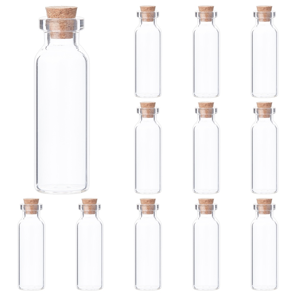 

12pcs/set Mini Glass Jars With Cork Stopper - Perfect For Wish Bottles, Spell Jars, And Witchcraft - Ideal For Arts And Crafts, Weddings, And Decorations - 16x50mm/0.6x1.9inch