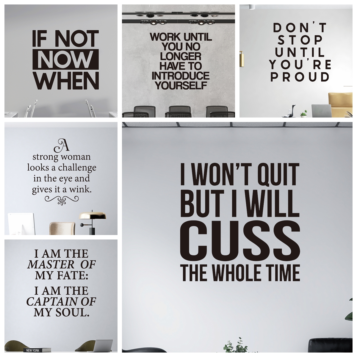 Strong Women Motivational Workplace Quote Wall Stickers