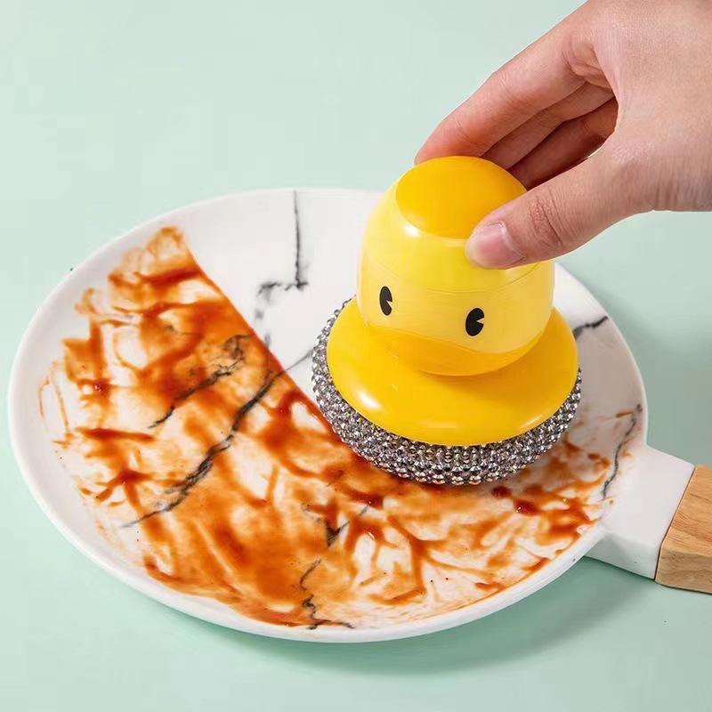 Duck Dish Brush With Soap Dispenser, Kitchen Dish Scrub Brush, Dish  Scrubber Dishwashing Brush With Holder Drip Tray, Cartoon Cute Duck Pot  Brush - Temu