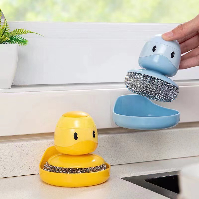 Yellow Duck Dish Brush Handle Built in Scraper Scrub - Temu