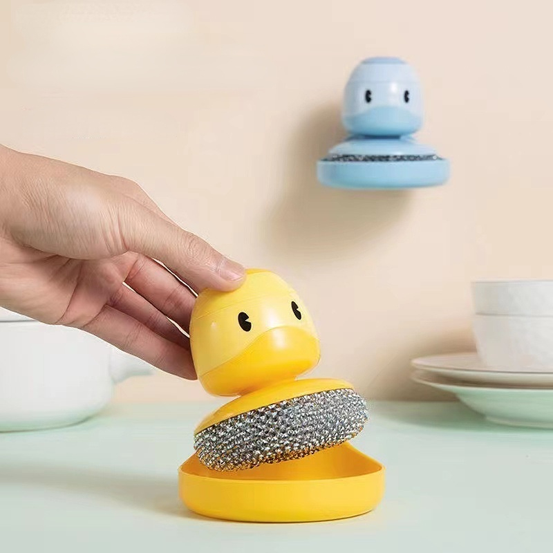 Yellow Duck Dish Brush Handle Built-in Scraper, Scrub Brush For Pans, Pots,  Kitchen Sink Cleaning - Temu