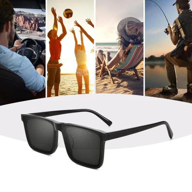 

1pc Men's Simple Black Large Square Polarized Fashion Glasses, Men Women Outdoor Travel Driving Glasses, Photo Prop
