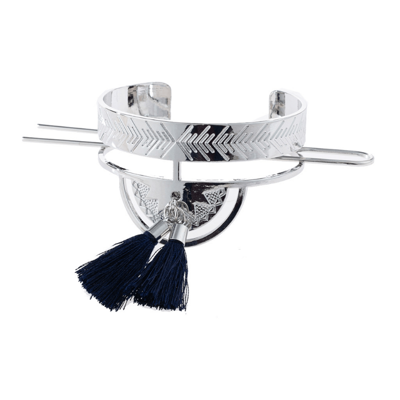 TEMU Women Vintage Plate Hair Jewelry Glossy Pattern Hollow Fan Shape Hairpin Hair Accessories