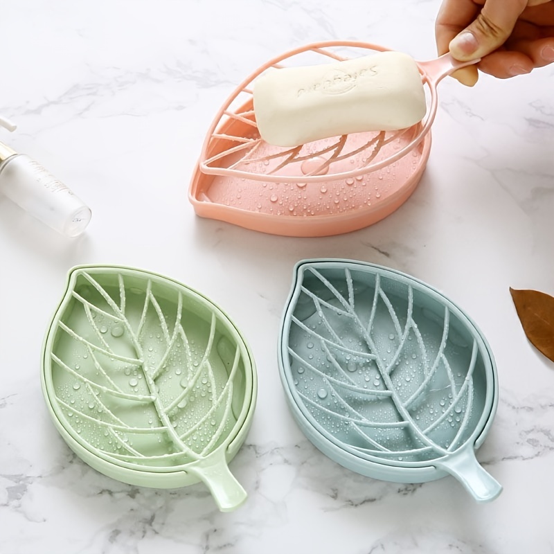 2pcs Leaf Shape Soap Box Drain Soap Holder Bathroom Accessories