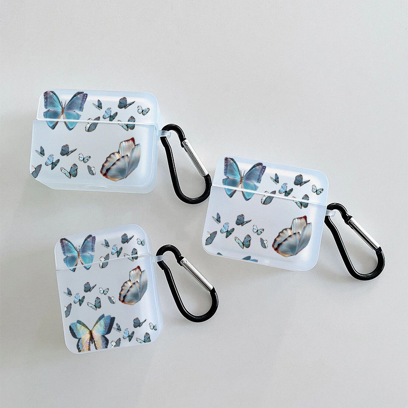 

Blue Purple Butterfly Graphic Pattern Headphone Case For Airpods1/2, Airpods3, Airpods Pro Airpods Pro (2nd Generation), Good Quality And Durable Case As Nice Small Gift For Men And Women Girls Boys