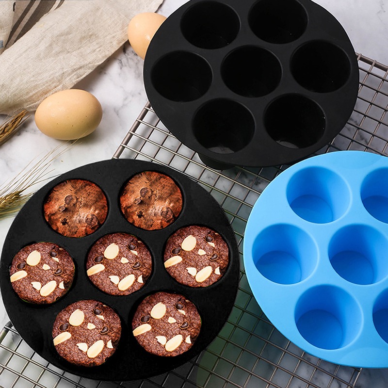 1pc, Moule À Muffins En Silicone Pour Friteuse À Air, 7 Cavités Pour Moules  À Cupcakes