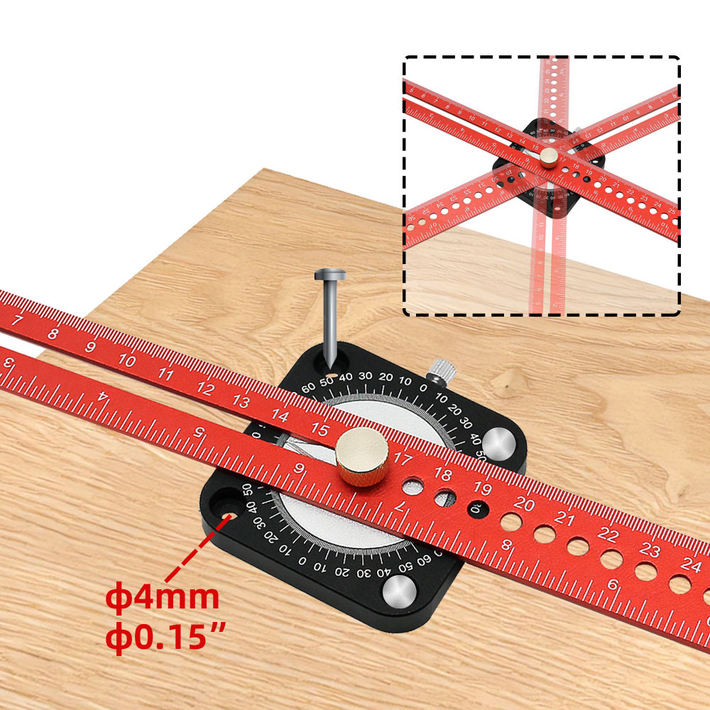 8” Adjustable Multi-Angle Ruler - Metric & Inch Measurement - T-Type  Woodworking Tool for Accurate Protractor Measurements