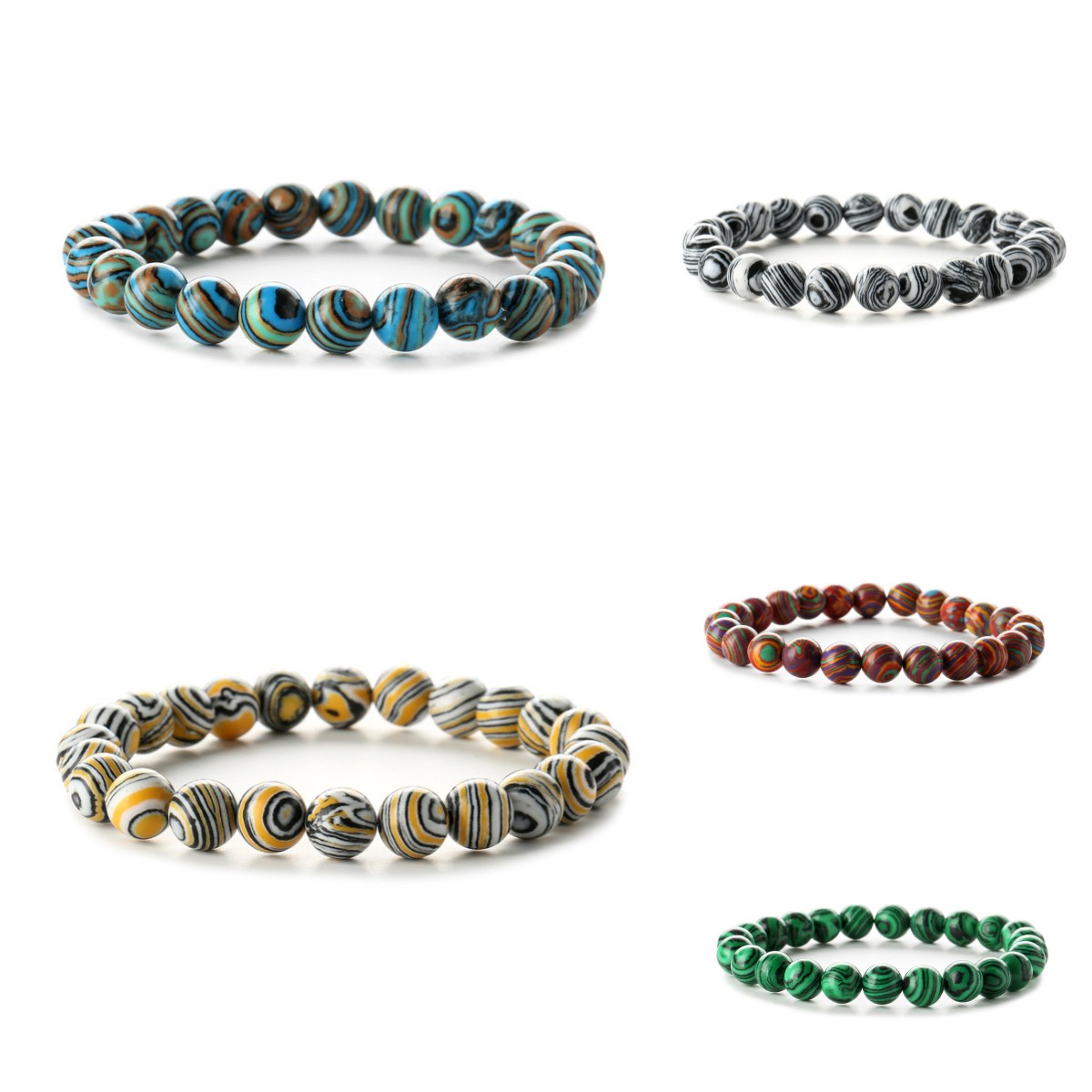 Natural Stone Cat Eye Malachite Bracelet 8mm Bead String