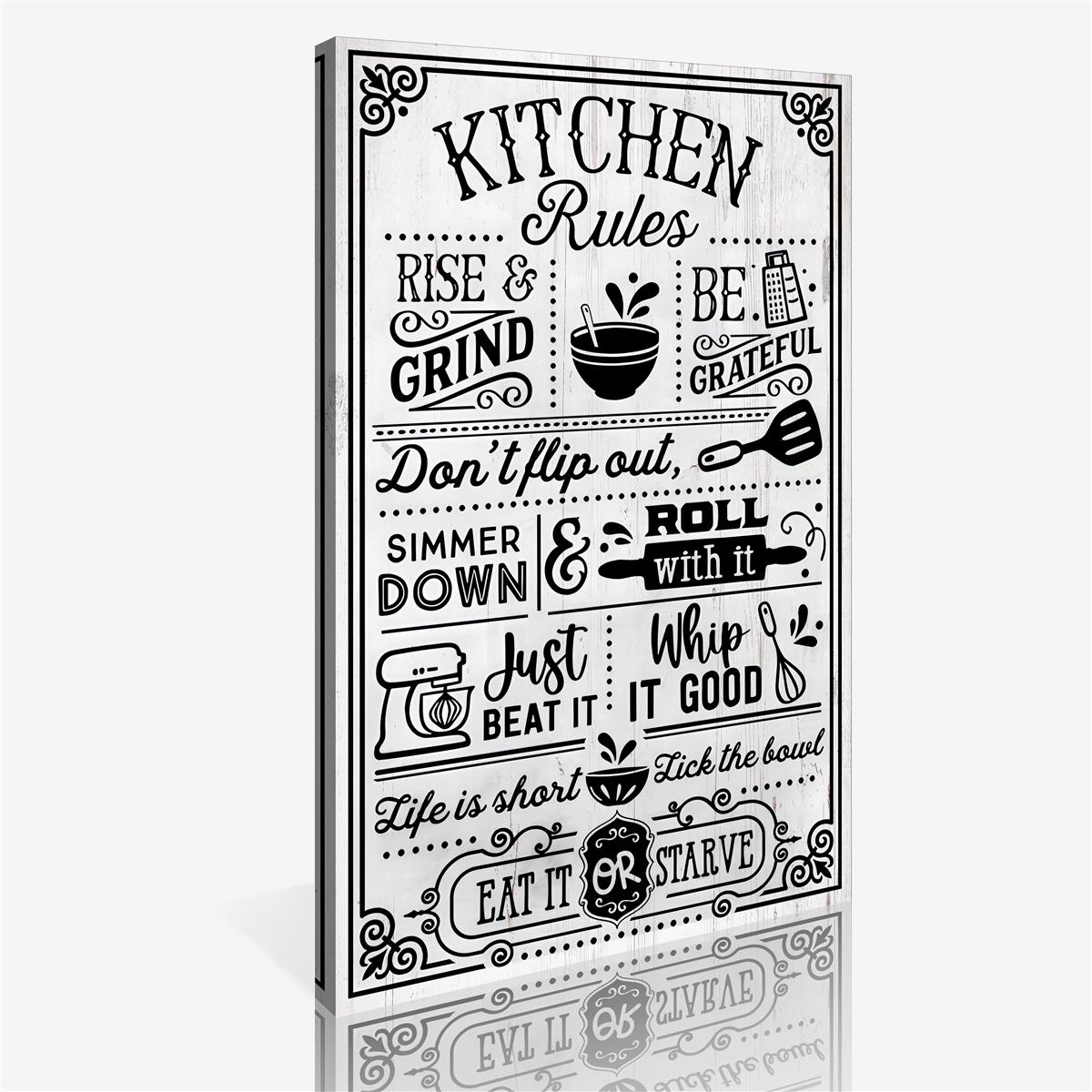 Wood Hanging Sign Kitchen Rules Wall Decor Wooden Rustic - Temu