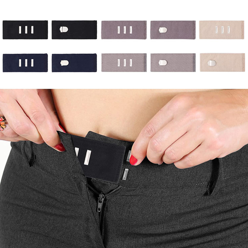 5PCS Adjustable Elastic Waist Extender Waistband Button Extenders for Jeans  Pants Trousers Black