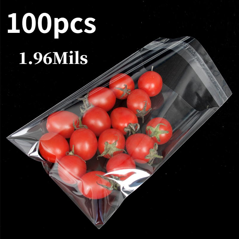 

100pcs Self-sealing Gift Bags - 1.96 Mils Thick Clear Transparent Bags For Biscuits, Candy & More!