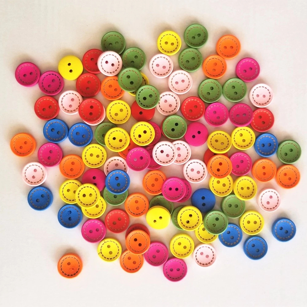 Round Color Buttons Wooden Buttons Fashionable And Cute Diy - Temu