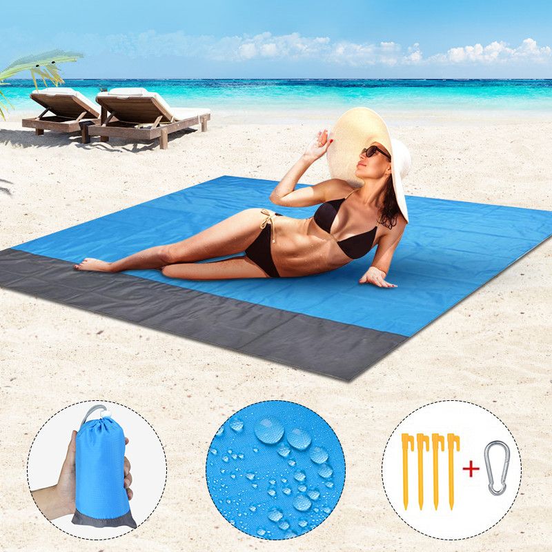 Waterproof Beach Towel Pocket Sand Free Towel Large Portable Mat