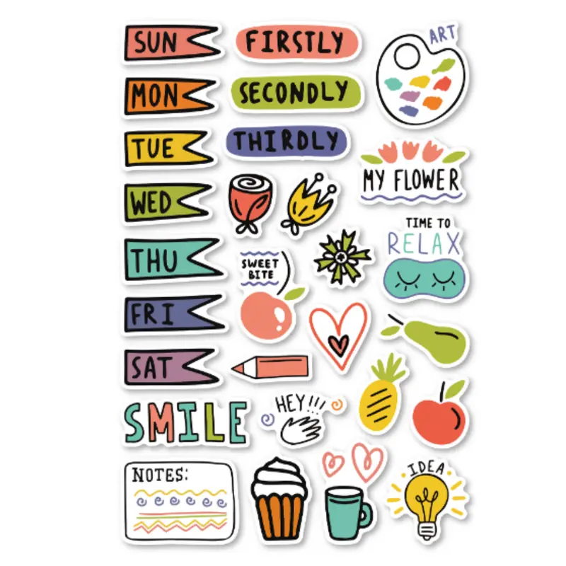 design cute sticker sheets for journals doodle style
