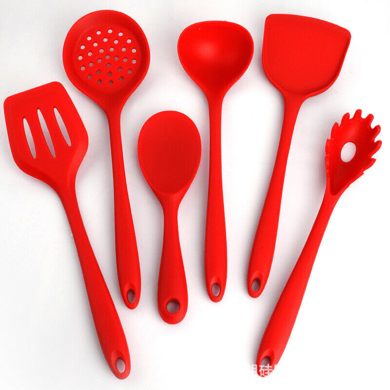 Silicone Utensil Set Red Kitchen Utensil Set Safety Cooking - Temu