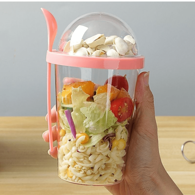 1pc, Salad To Go Container, With Lid And Spoon, Salad Meal Shaker