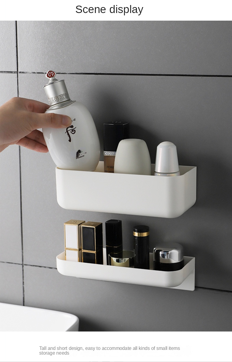 1pc Bathroom Storage Rack With Wall-mount Design For Cosmetics & Toiletries  Organizer, No Drilling Required