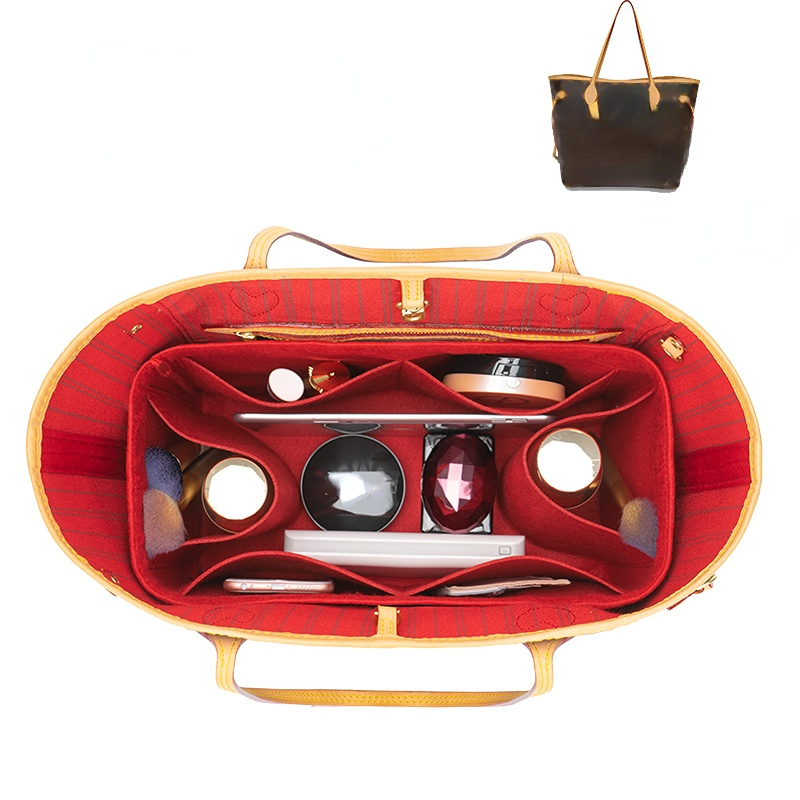 Multi Pocket Handbag Organizer Felt Purse Insert Bag fits Neverfull MM  4-colors