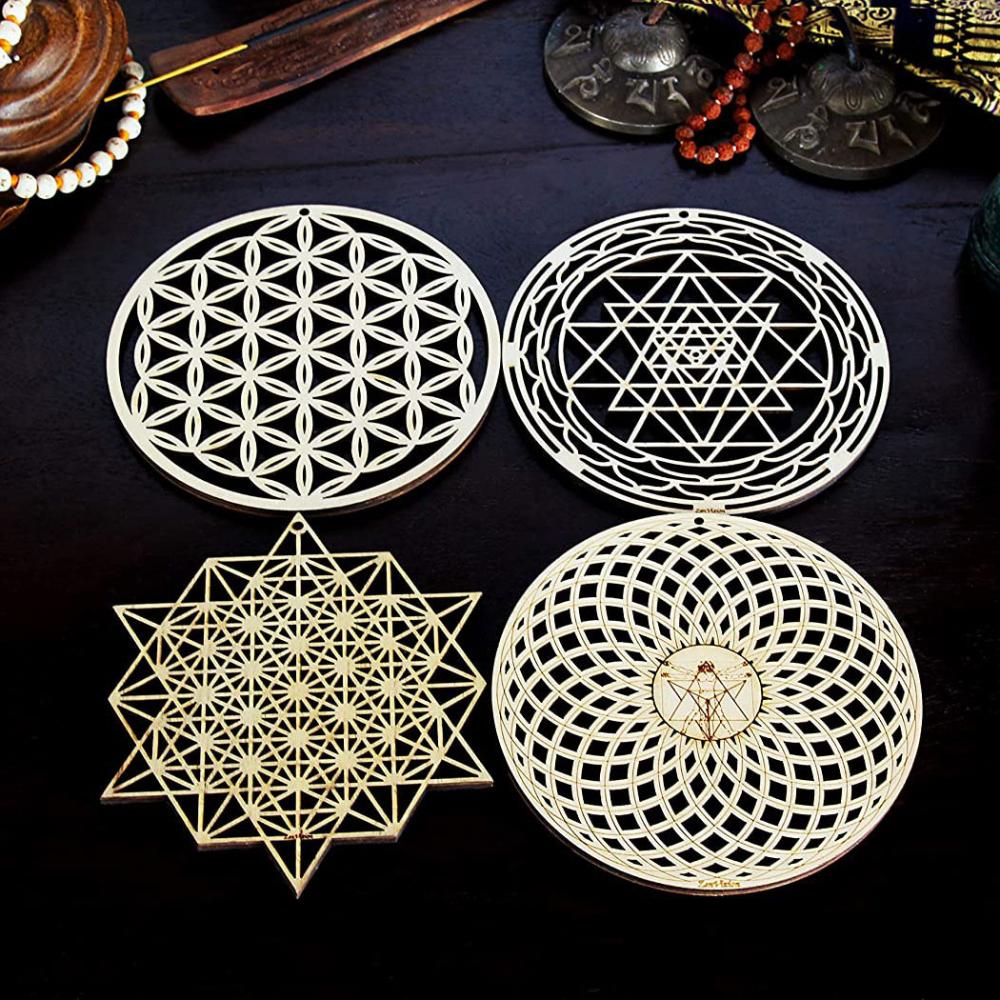 Custom 3D Double Acrylic Mandala Sri Yantra Wall Art Square Plaque