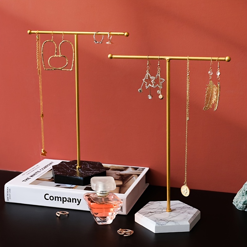 Marble Pattern T-Shaped Earring Display Stand
