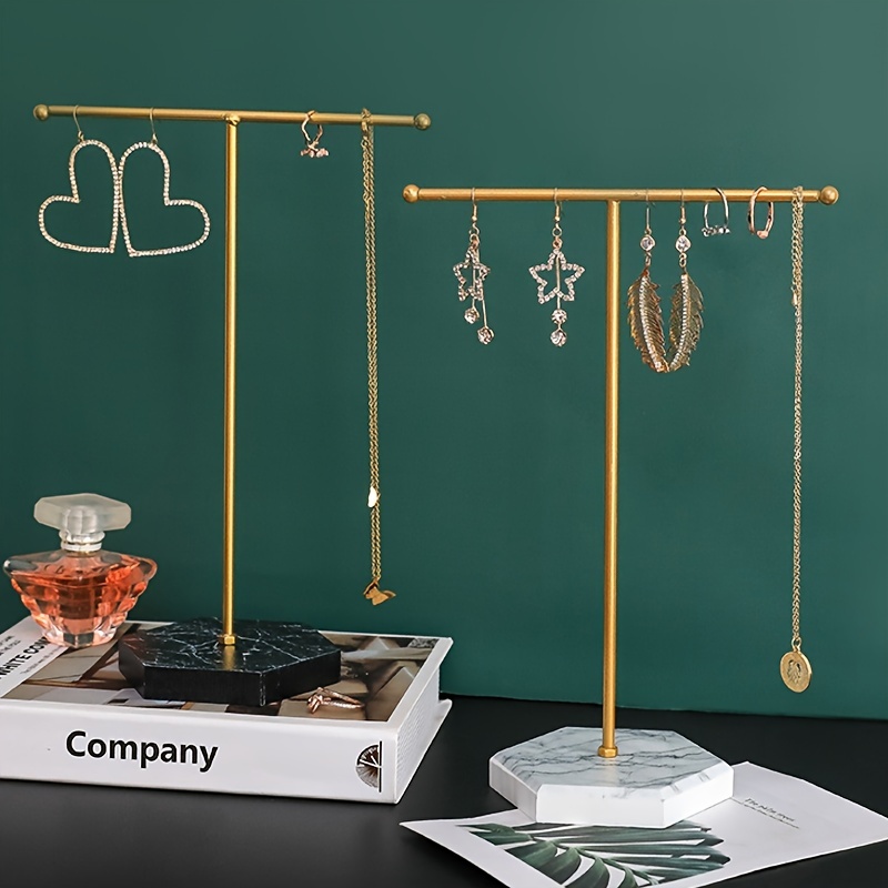 Marble Pattern T-Shaped Earring Display Stand