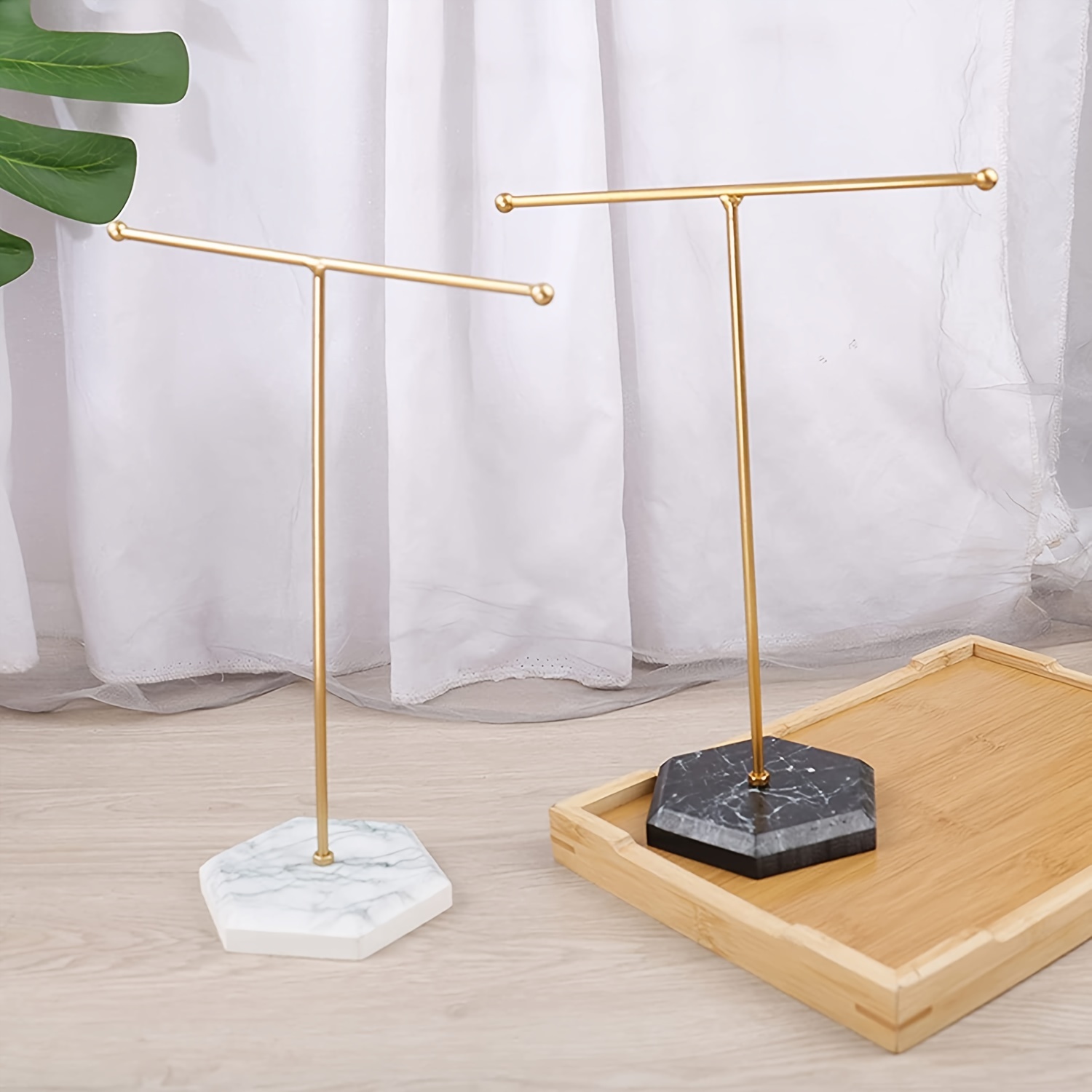 marble pattern wooden base t shaped earring display stand Temu