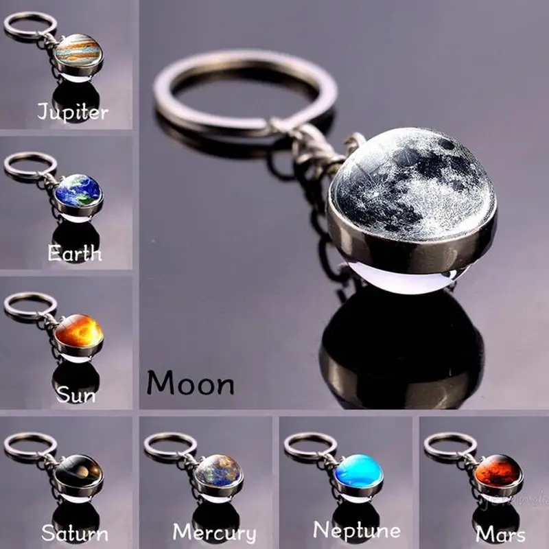 Glass Ball Solar System Keychains For Men,  Earth/saturn/sun/mars/mercury/jupiter/moon Keychain For Men - Temu  Philippines