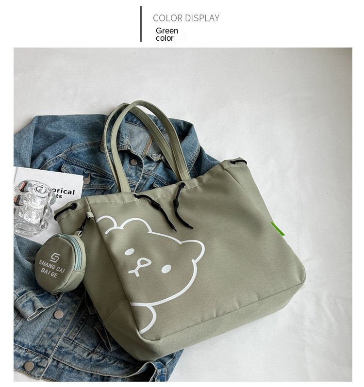 Cute Cartoon Bear Print Durable Shopping Bag With Little - Temu