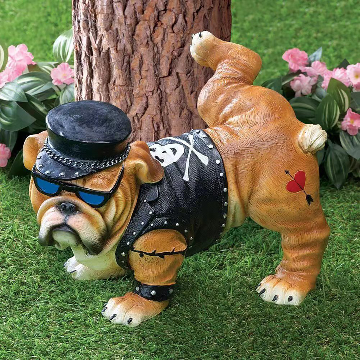 Französische Bulldogge Skulptur Ornament Hund Statue Figur Outdoor Garten  Dekor Geschenk -sitzender Hund