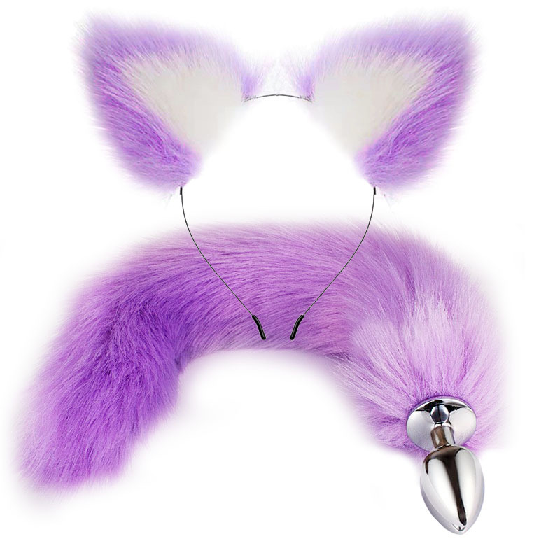 40cm Fox Tail Anal Plug Sexy Plush Cat Ears Headbands Set Butt Plug Tail  Erotic Cosplay Sex Toys for Women Anal Masturbating