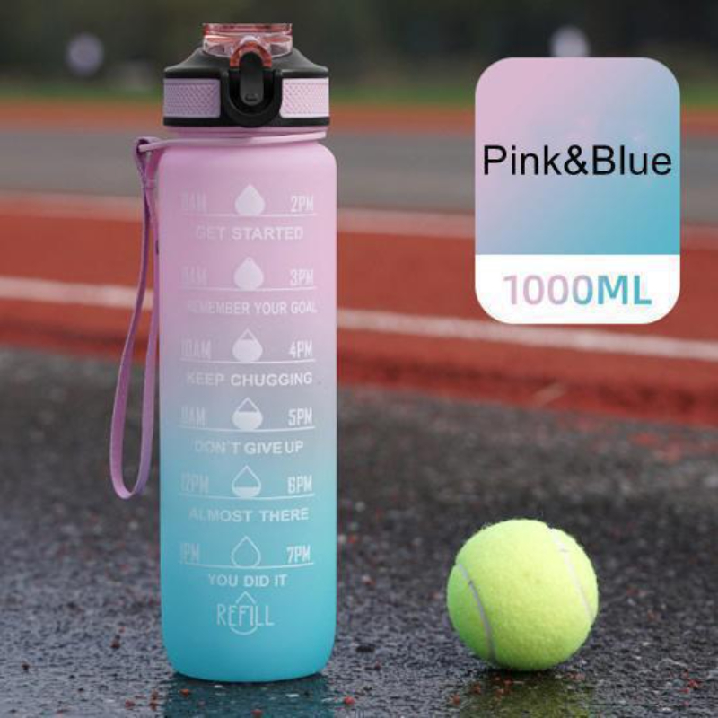 Journey Large Capacity Portable Outdoor Sport Cup with Straw Travel Water Drinking Bottles(Pink,1000ml)
