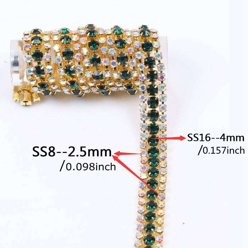 SS12 Rhinestones Chain (Gold Plated w/ Brown Rhinestones) (20cm Long), MiniatureSweet, Kawaii Resin Crafts, Decoden Cabochons Supplies